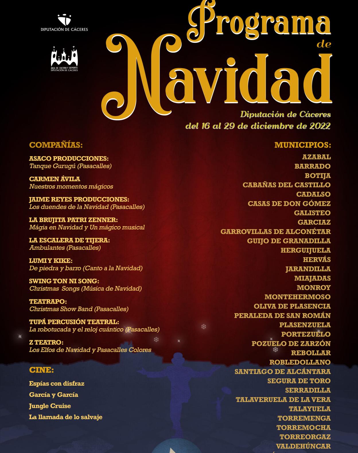 El programa navideño de la Diputación llega a 36 pueblos con magia, teatro y películas