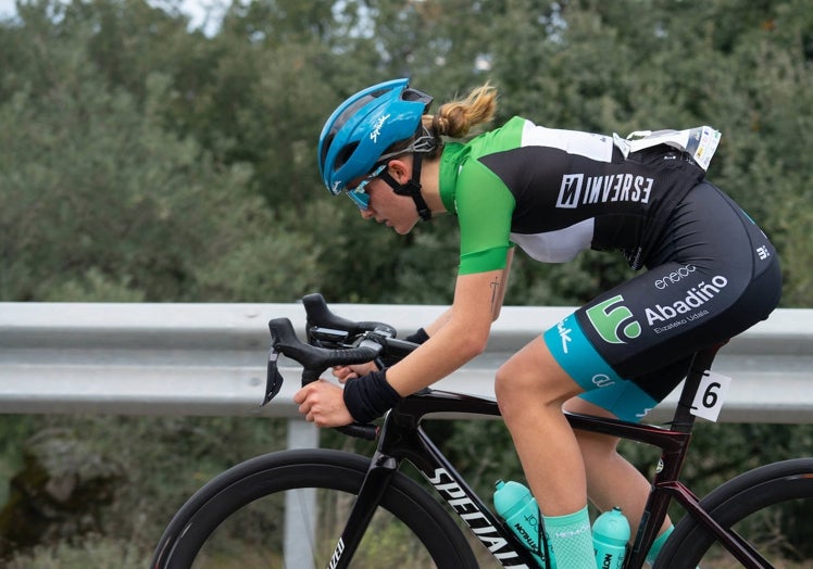 María, en acción durante la Vuelta.