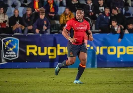 Thierry, en un partido con la selección española de rugby.