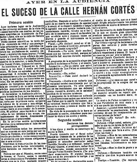 Imagen secundaria 2 - La calle Hernán Cortés en los años 30 y recortes en la prensa de la época.