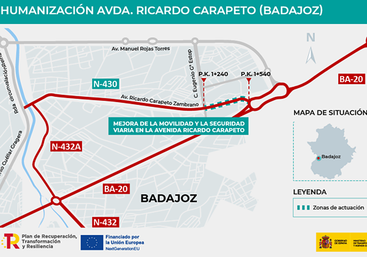 El Gobierno adjudica por 1,4 millones el arreglo del tramo final de Ricardo Carapeto, en Badajoz