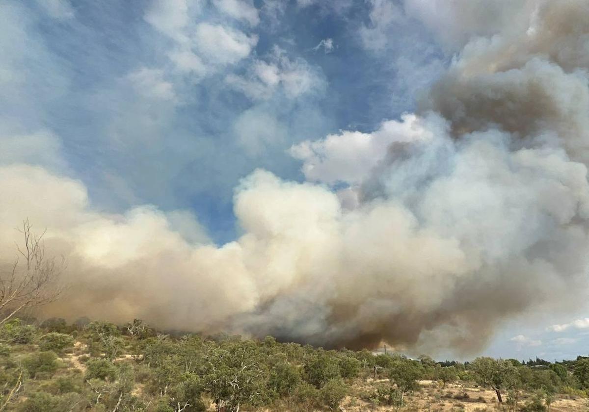 Imágenes del incendio que se registró el pasado lunes cerca de Sierra de Fuentes.