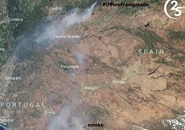 Imagen del alcance de la nube de humo.