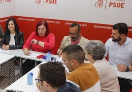 Reunión de la comisión ejecutiva provincial del PSOE, celebrada este miércoles en Cáceres.