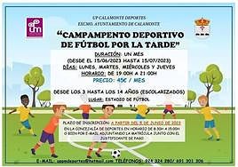 Abiertas las inscripciones para el Campamento Deportivo de Fútbol por la Tarde