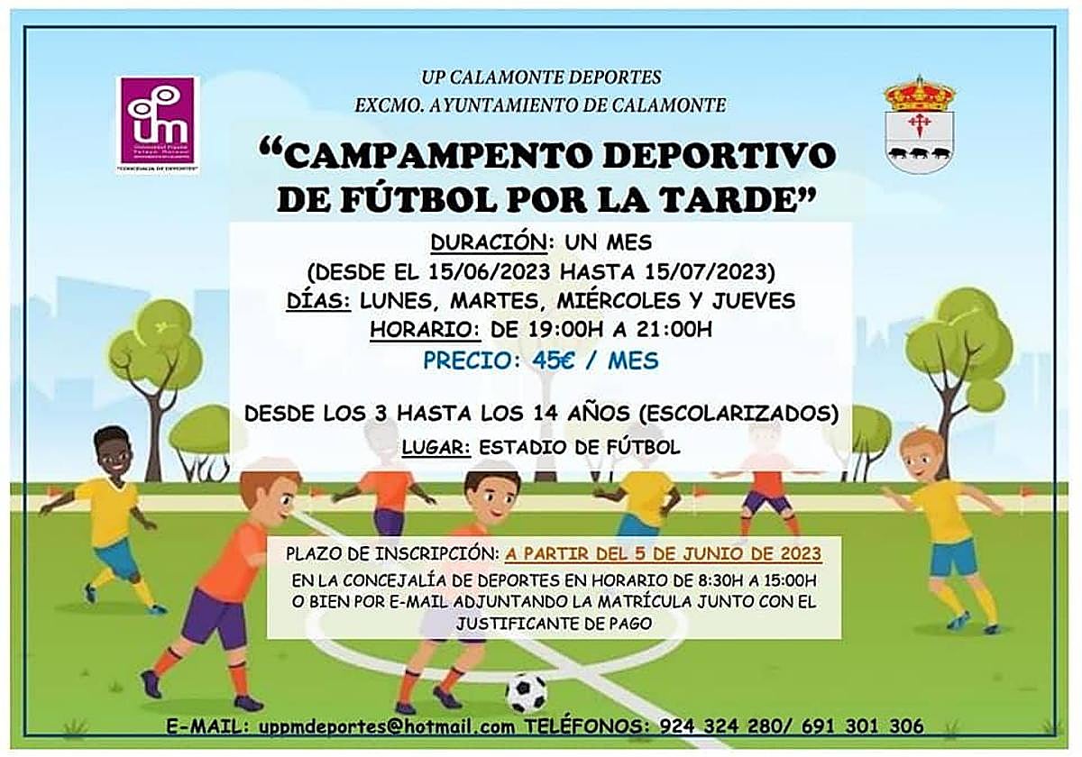 Abiertas las inscripciones para el Campamento Deportivo de Fútbol por la Tarde