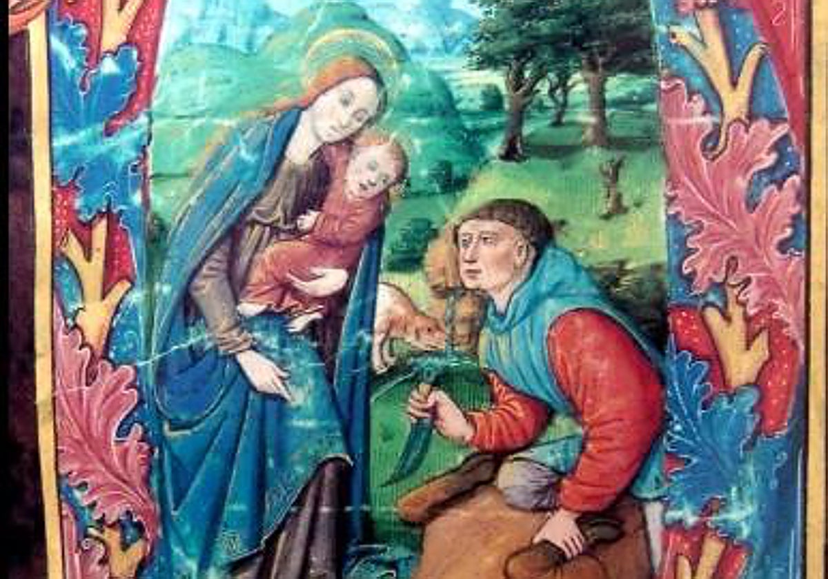 Gil Cordero y la aparición de la Virgen en un cantoral del siglo XV.