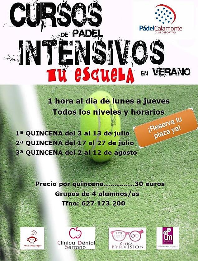 Pádel Calamonte imparte cursos intensivos de pádel durante el verano