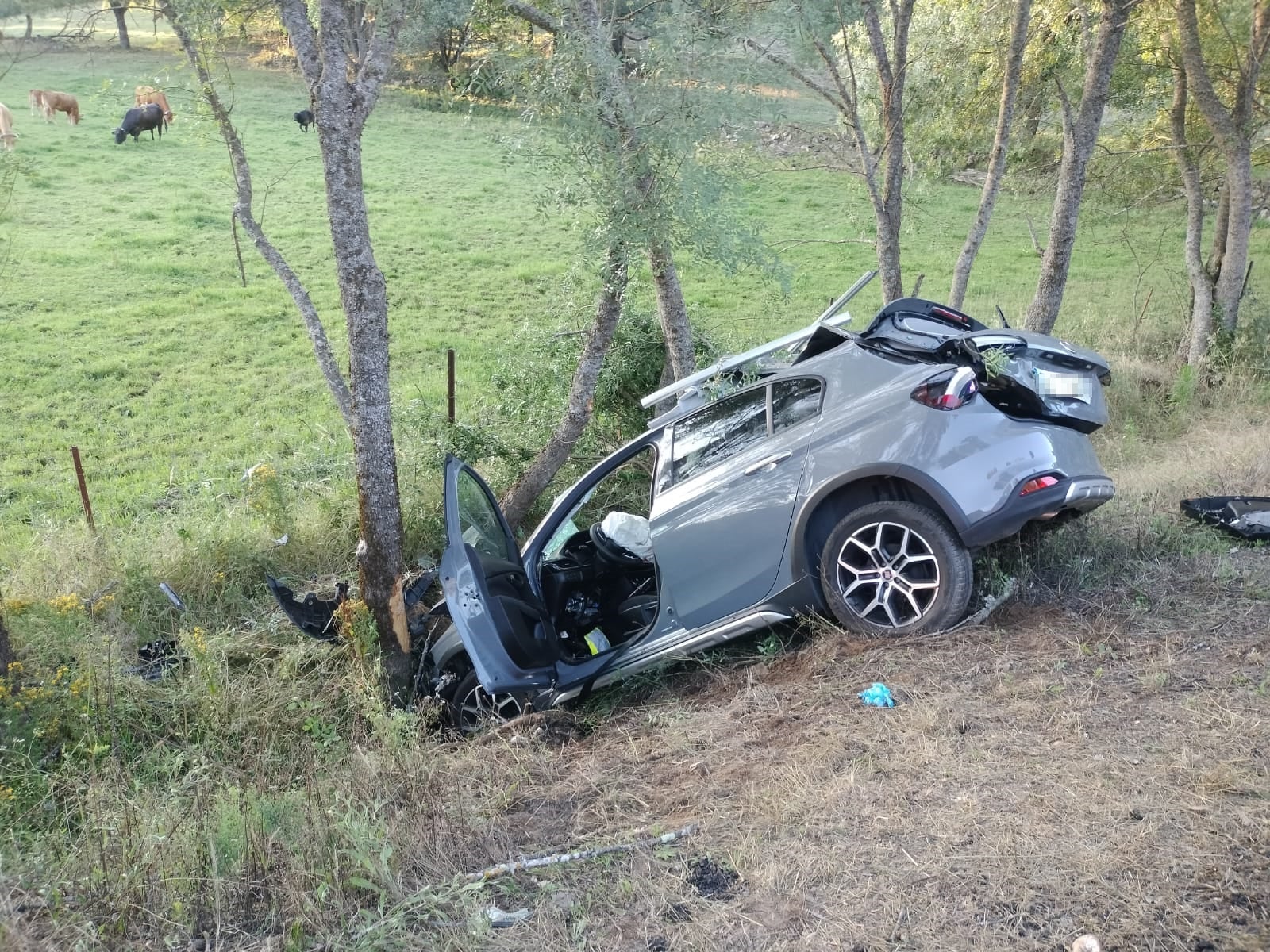 Así ha quedado el vehículo tras el accidente en Robledillo de la Vera