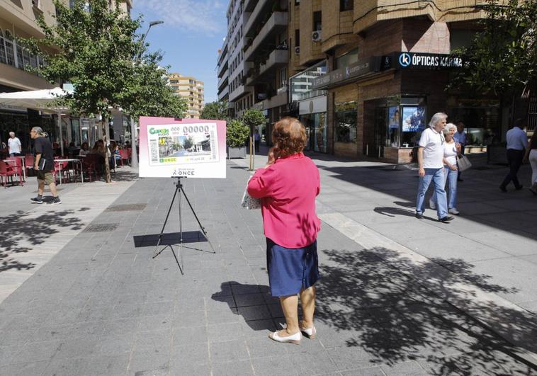 Panel con el cupón expuesto ayer en San Pedro de Alcántara.