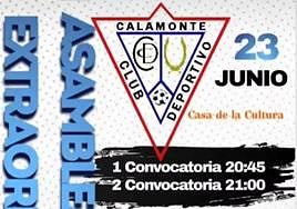 El CD Calamonte convoca la Asamblea General Ordinaria