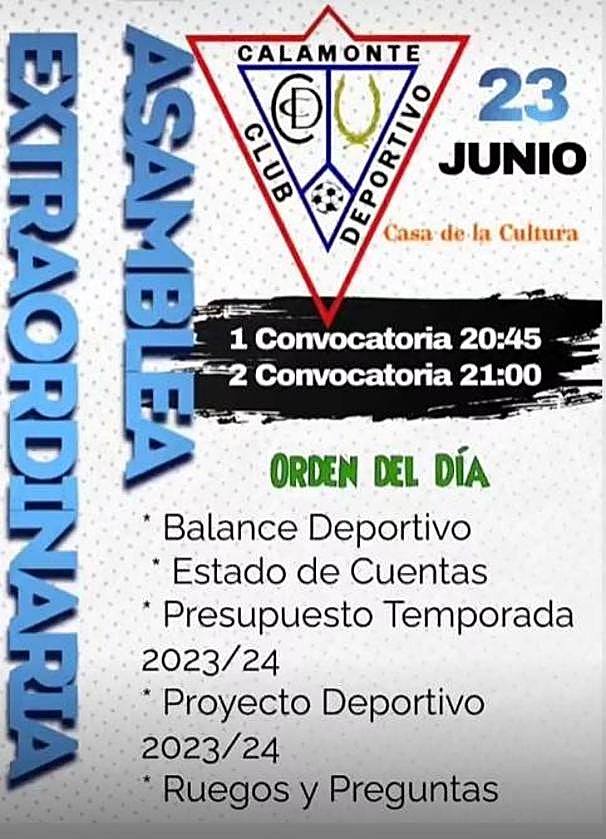 El CD Calamonte convoca la Asamblea General Ordinaria