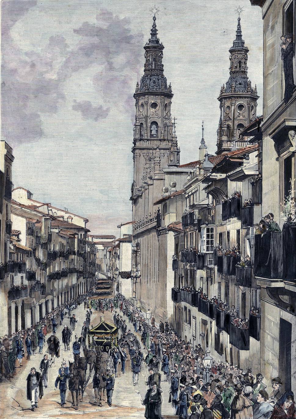 Entierro de Espartero por la calle del Mercado de Logroño. Era el año 1879.