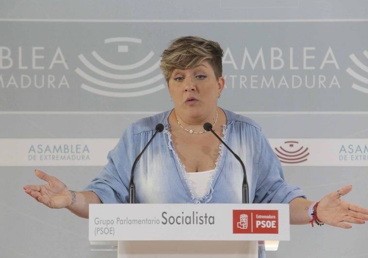 La portavoz socialista, Soraya Vega, durante su comparecencia de prensa.