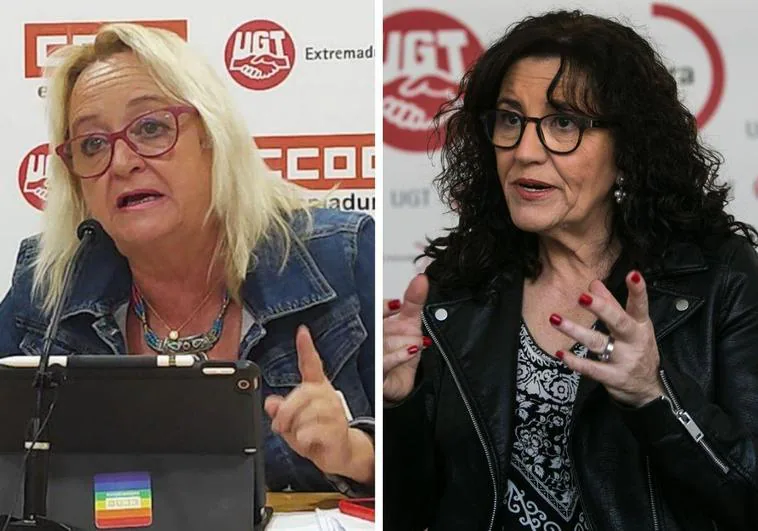 Encarna Chacón (CCOO) y Patrocinio Sánchez (UGT)