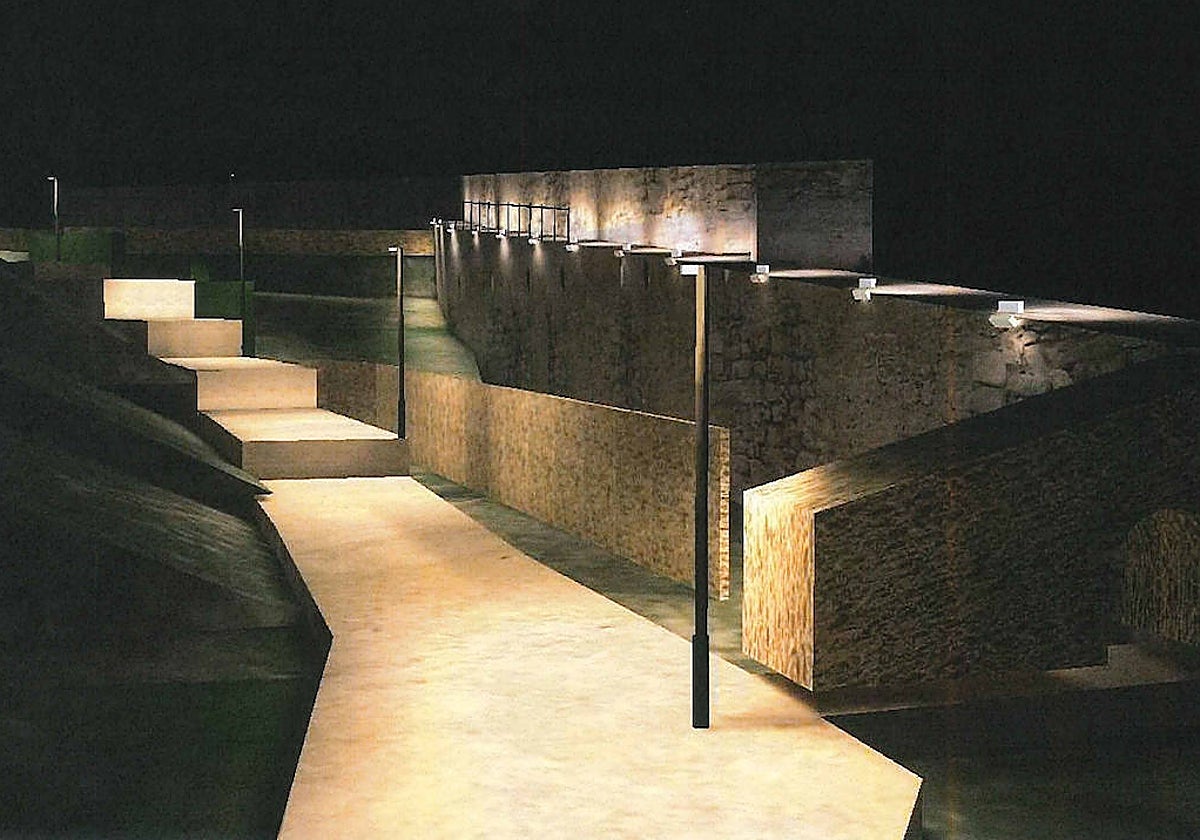 Simulación de cómo será la iluminación de la Alcazaba.