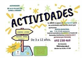 Inscripciones para la nueva quincena de actividades del Centro Joven