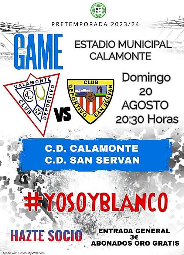 El CD Calamonte recibe al CD San Serván para un nuevo amistoso de pretemporada