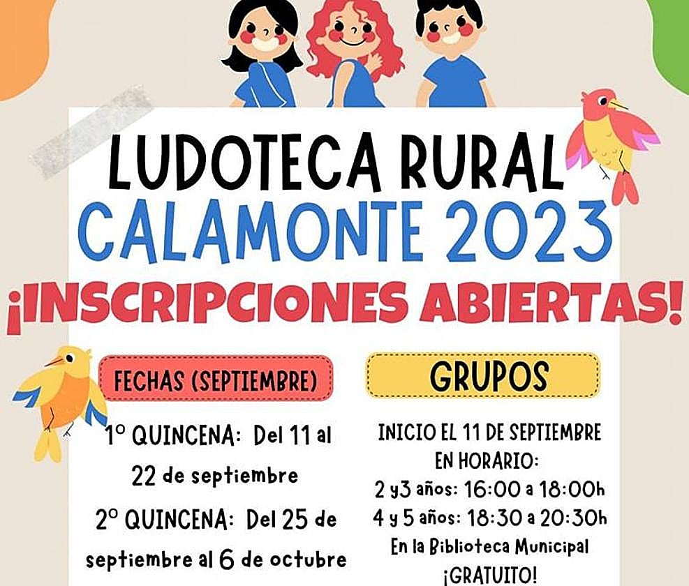 Inscripciones para la Ludoteca Rural de Calamonte