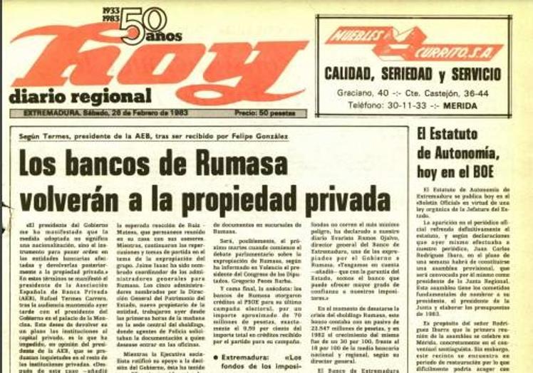 Portada de HOY del 26 de febrero de 1983.