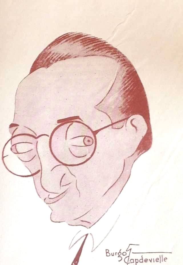 Caricatura realizada por Burgos Capdevielle a Narciso Maderal, que fue presidente de la Diputación de Cáceres de 1936 a 1937, y alcalde de Cáceres de 1937 a 1940.