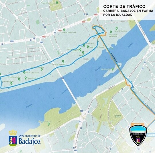 Estos son los cortes de tráfico por la carrera Badajoz en forma por la igualdad