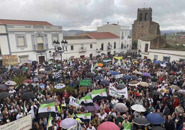 Imagen de la manifestación en la plaza de España salvaterreña.