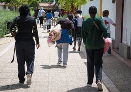 Inmigrantes en el albergue de Mérida durante la crisis migratoria de 2018.