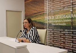 La consejera de Agricultura, Mercedes Morán, este miércoles en rueda de prensa.