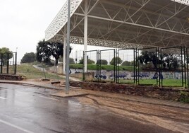 La falta de cerramiento del IES Parque de Monfragüe está provocando el atasco de imbornales.