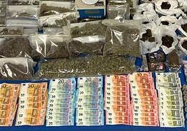 Droga y dinero intervenido en la operación.