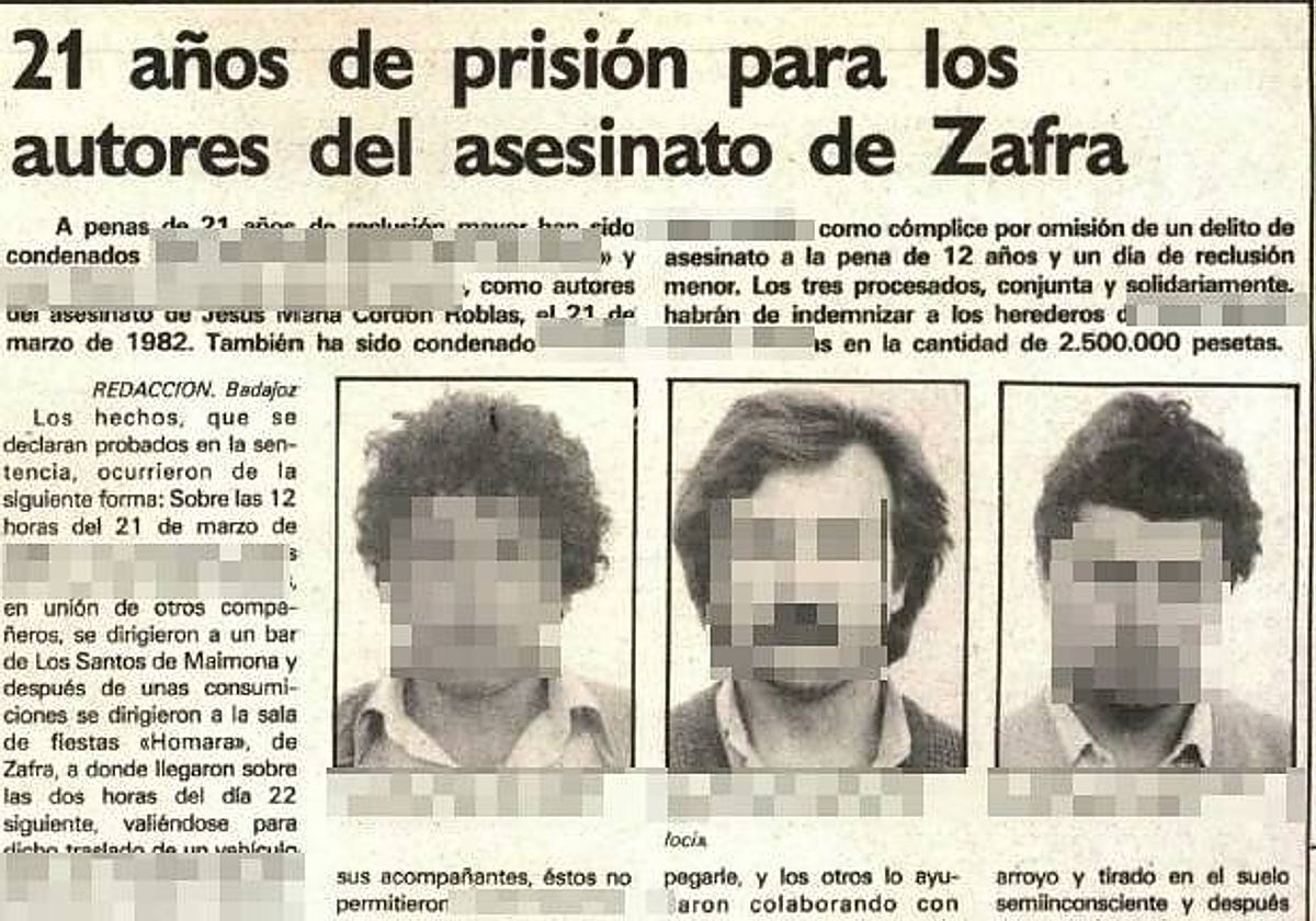 Recorte tras la condena por el crimen.