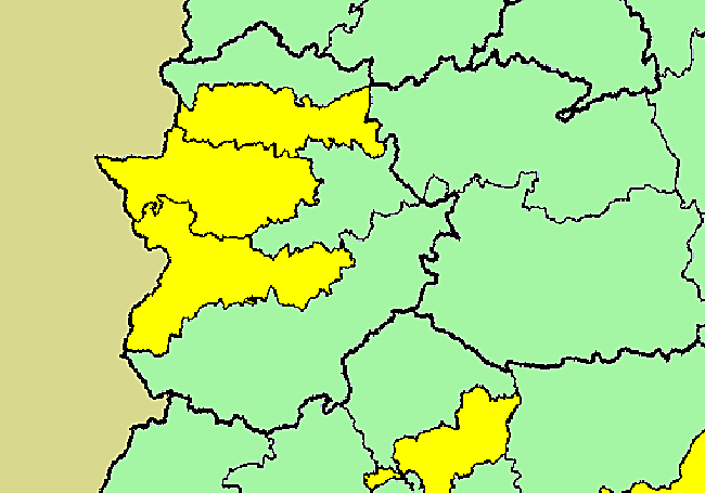 Mapa de avisos de la Aemet para este miércoles, 27 de diciembre