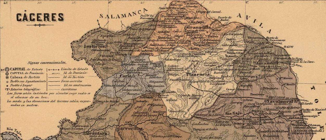 Mapa de la provincia de Cáceres.