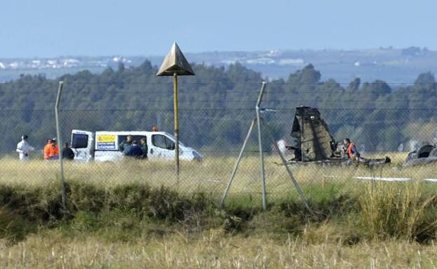 Momentos posteriores al accidente del caza. 