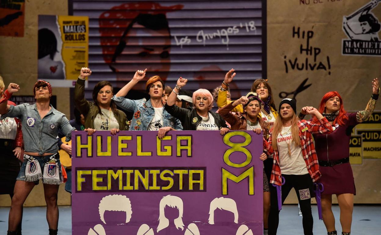 Los Chungos en 2018 como feministas. 