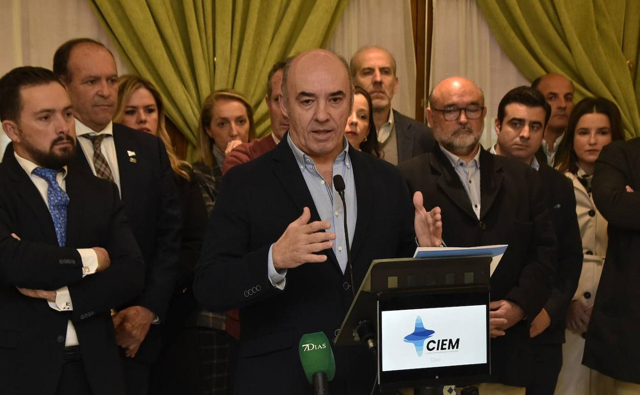 Mariano García Sardiña, en la presentación de la candidatura de CIEM a la Cámara de Comercio. 