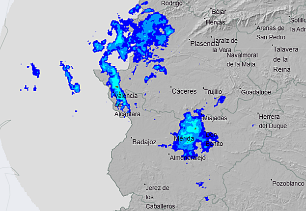 Imágenes de las lluvias captadas por el radar este miércoles.