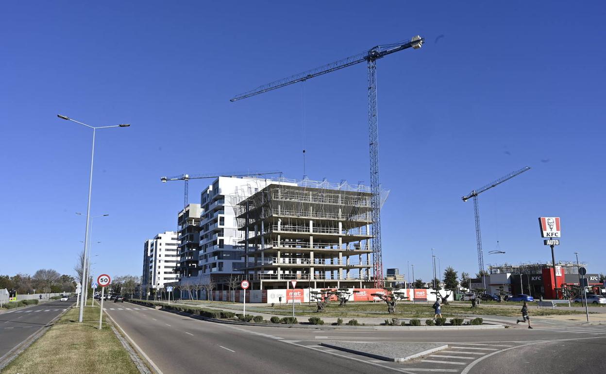 Viviendas en construcción en la avenida de Elvas. 