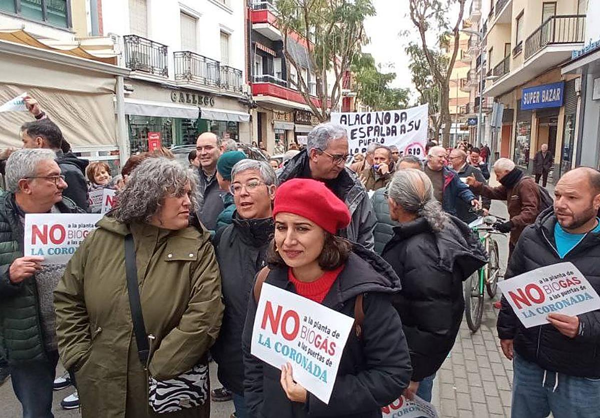Concentración en Villanueva de la Serena, este sábado, contra la planta de biogás en la vecina localidad de La Coronada.