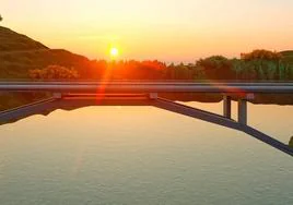 Recreación del nuevo puente sobre el río Sever.