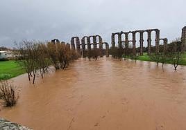Crecida del río Albarregas en Mérida.