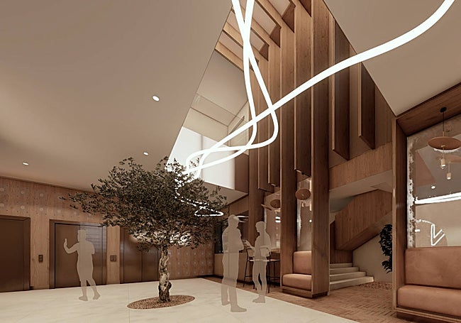 Recreación de la recepción del Hotel Lisboa.