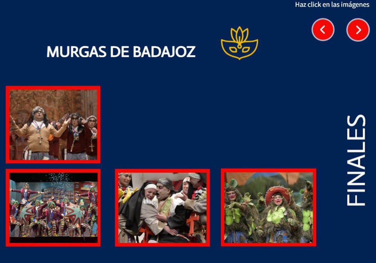 Imagen del gráfico interactivo que muestra la evolución del concurso de murgas del Carnaval de Badajoz 2024.