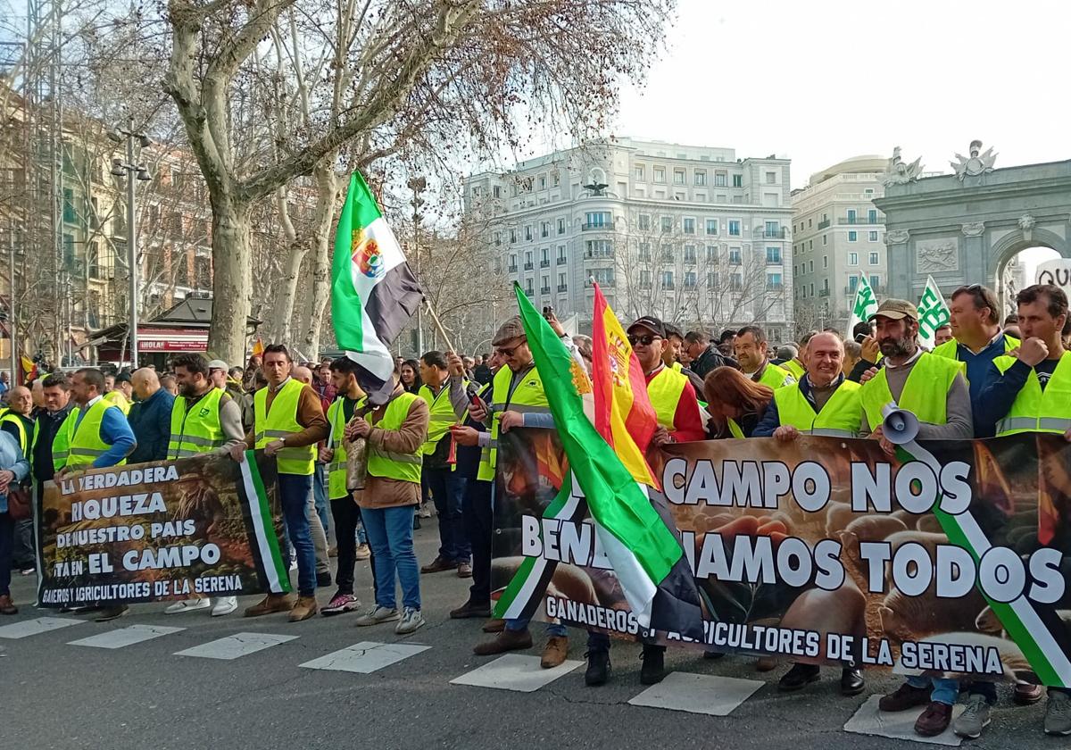 Los agricultores extremeños llevan su protesta al centro de Madrid