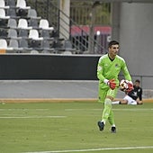 Miguel Narváez, portero del Badajoz: «Vamos a ir a ganar los siete partidos y no pensar en nada más»