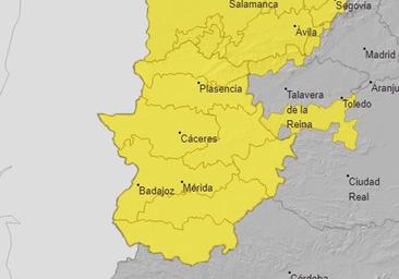 La borrasca Nelson pone a Extremadura alerta amarilla por viento y lluvia el Miércoles Santo