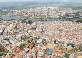 Vista aérea de la ciudad de Badajoz.