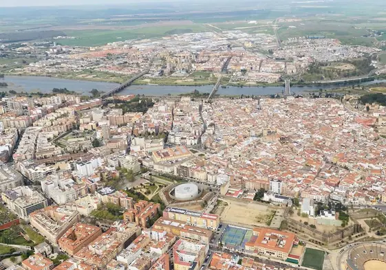 Vista aérea de la ciudad de Badajoz.