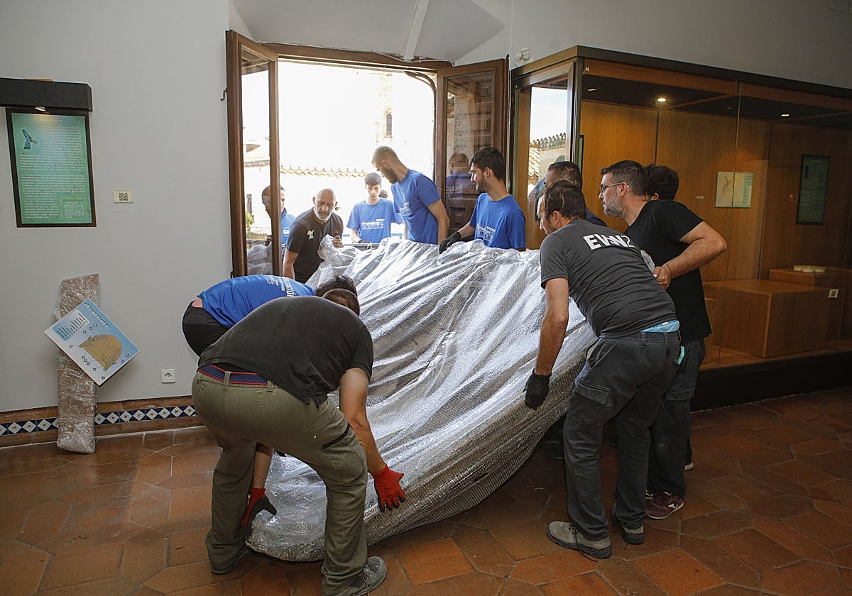 Traslado de piezas del museo en mayo del año pasado con motivo del inicio de la reforma.